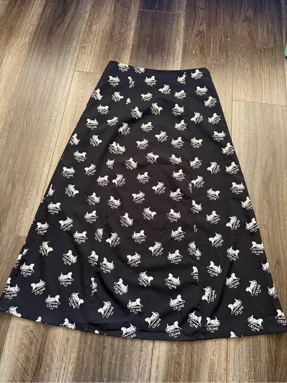 Celine Black A-Line Logo Motif Skirt